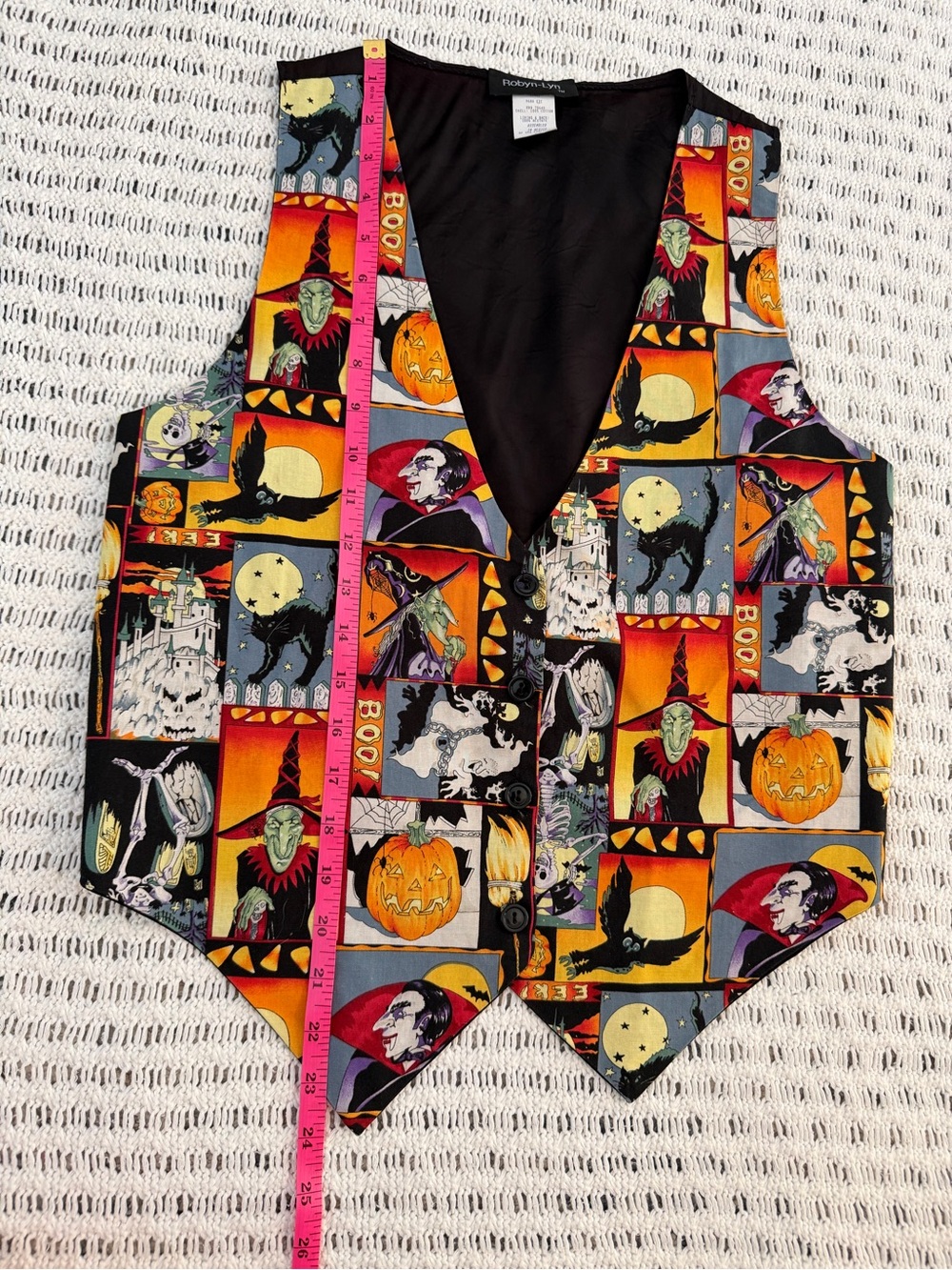 ROBYN-LYN Retro 90s Vintage Spooky Halloween 100% Cotton Vest Women’s Size S/M - Picture 9 of 9